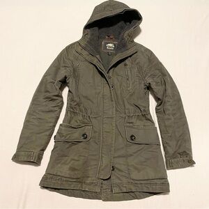 Roots Women's Hooded Green Parka Size Small Jacket
